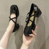 Square Toe Casual Brief Strap Block Heels